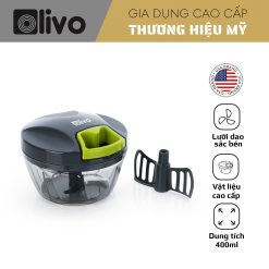 Dụng Cụ Xay Thực Phẩm Đa Năng Mini OLIVO MPC400A - Xay Tỏi Ớt, Xay Thịt, Xay Hạt Nhanh Chóng - Dây Kéo Chắc Chắn - Dung Tích 400ML - Dễ Dàng Vệ Sinh