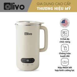 Máy Làm Sữa Hạt OLIVO CB1000 - Dung Tích 1L, Nắp INOX Kết Hợp Kính Cường Lực Duy Nhất Trên Thị Trường, Công Suất 880W, 9 Chế Độ, Chống Trào Tuyệt Đối