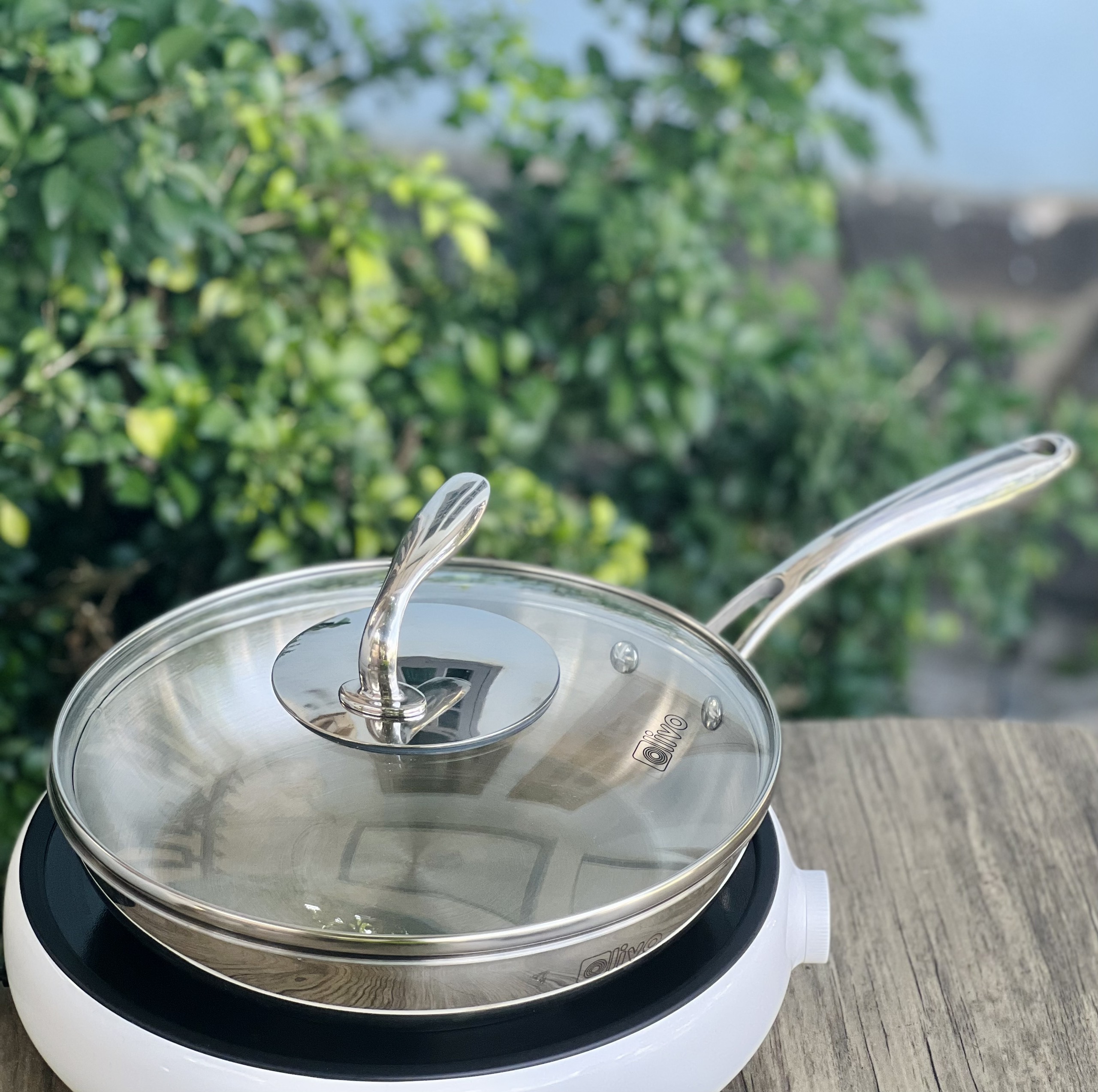 rán cá trên chảo INOX OLIVO STEVE X PRO