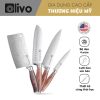 Bộ Dao 4 Món OLIVO STEVE – Vật Liệu Cao Cấp – Chuôi Gỗ Hồng – Thiết Kế Công Thái Học – Lưỡi Dao Sắc Bén
