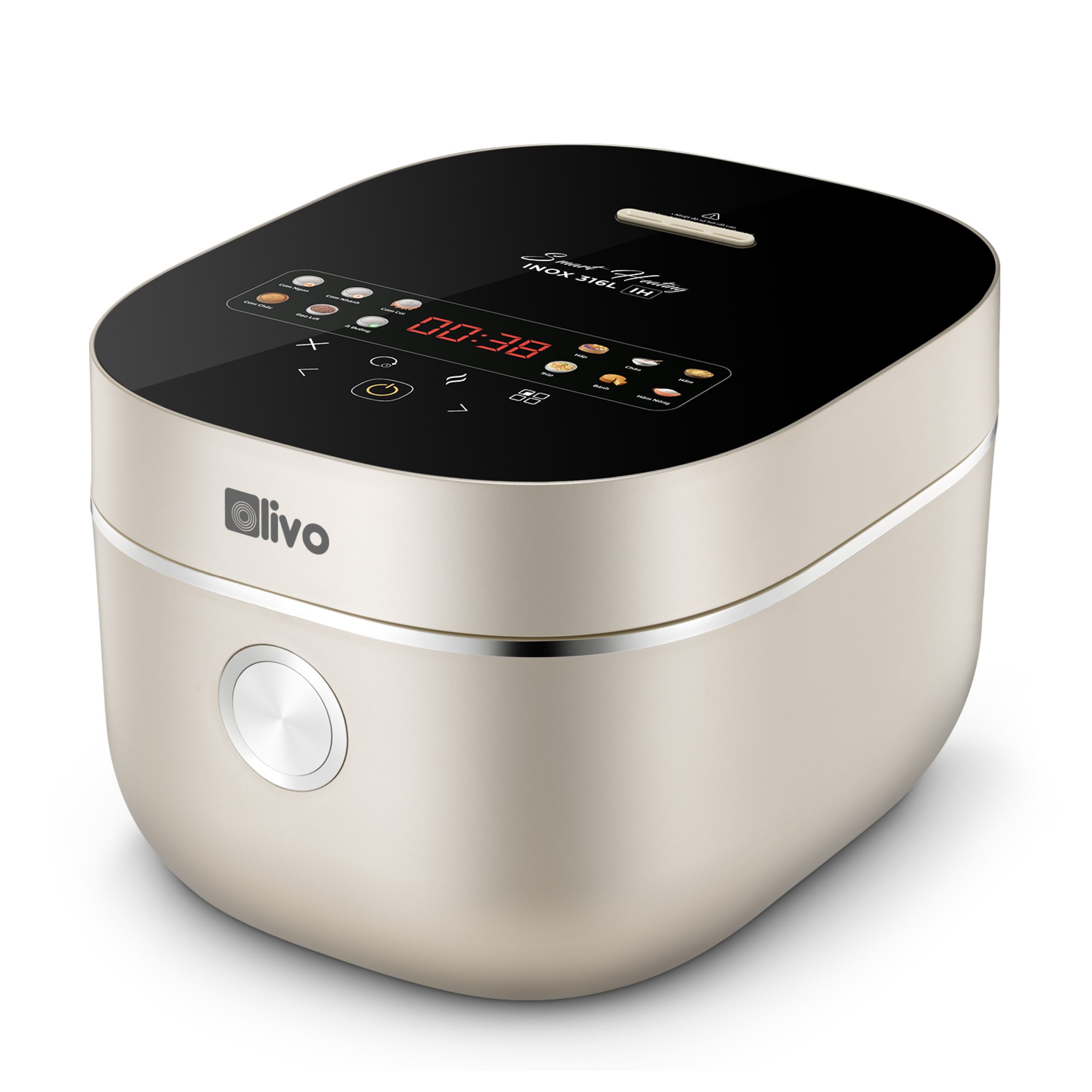 Nồi Cơm Điện Cao Tần OLIVO RC800IH - Công Nghệ Nấu Cao Tần Smart Heating, Lòng Nồi INOX 316L, 14 Chế Độ Cài Sẵn, Dung Tích 1.5L, Bảng Điều Khiển OLED