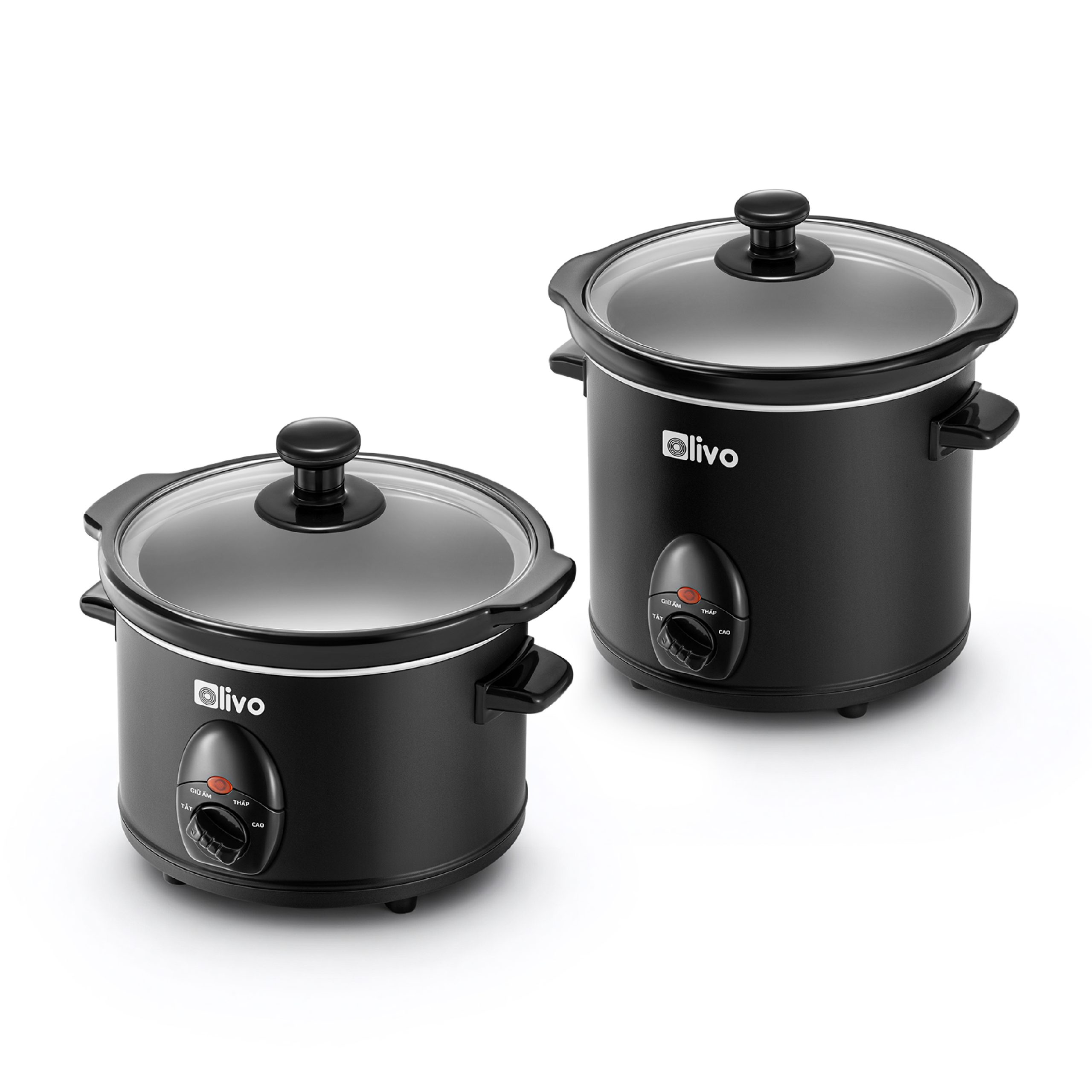 Nồi Nấu Chậm OLIVO SC25/SC30 - 3 Mức Nhiệt Cài Sẵn - Điều Khiển Núm Xoay - Lòng Gốm Tráng Men - Nắp Kính Cường Lực - Dung tích 2.5L/3L